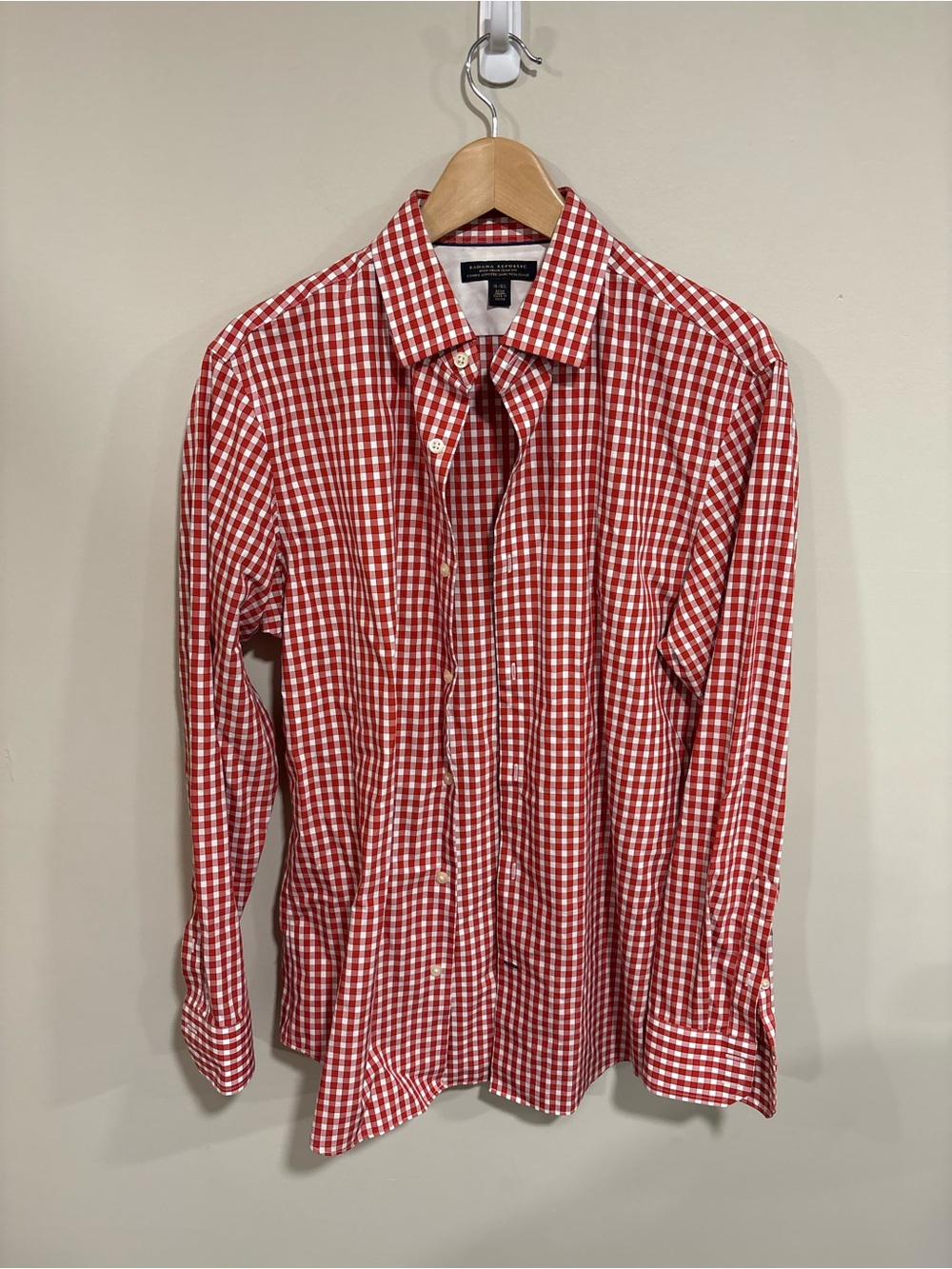 Banana Republic Red and White Gingham Button-Down Shirt - Men's